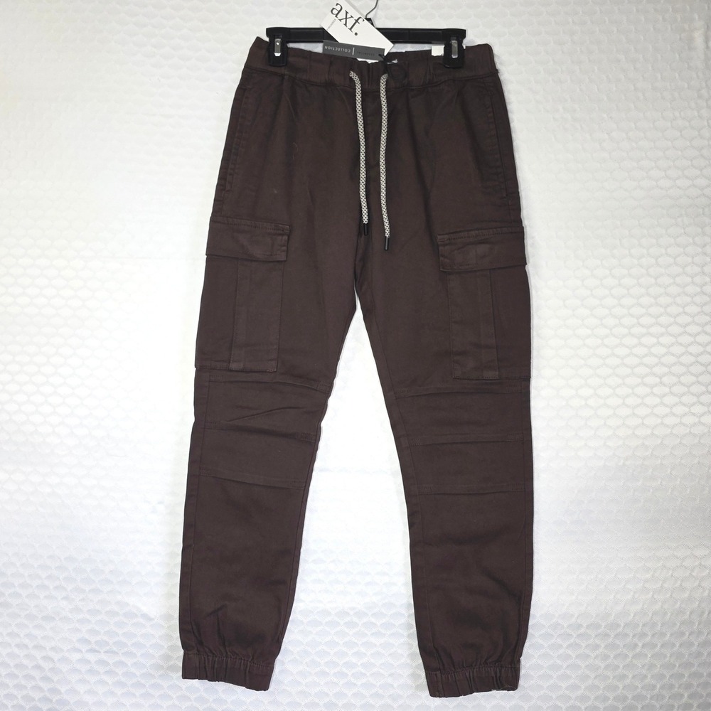 AXF Essentials Women Brown Cargo Jogger Pants Elastic Waist Small NWT